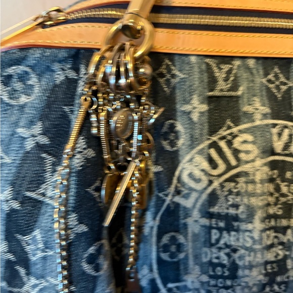 Louis Vuitton♥️Denim Cabas Raye GM Travel Bag 2 Way Duffle - Picture 15 of 15